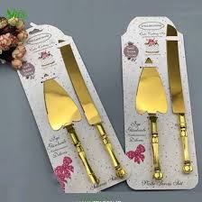 Golden model cake knife and spatula set