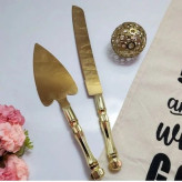 خرید کارد و کفگیر جفتی کیک مدل طلایی