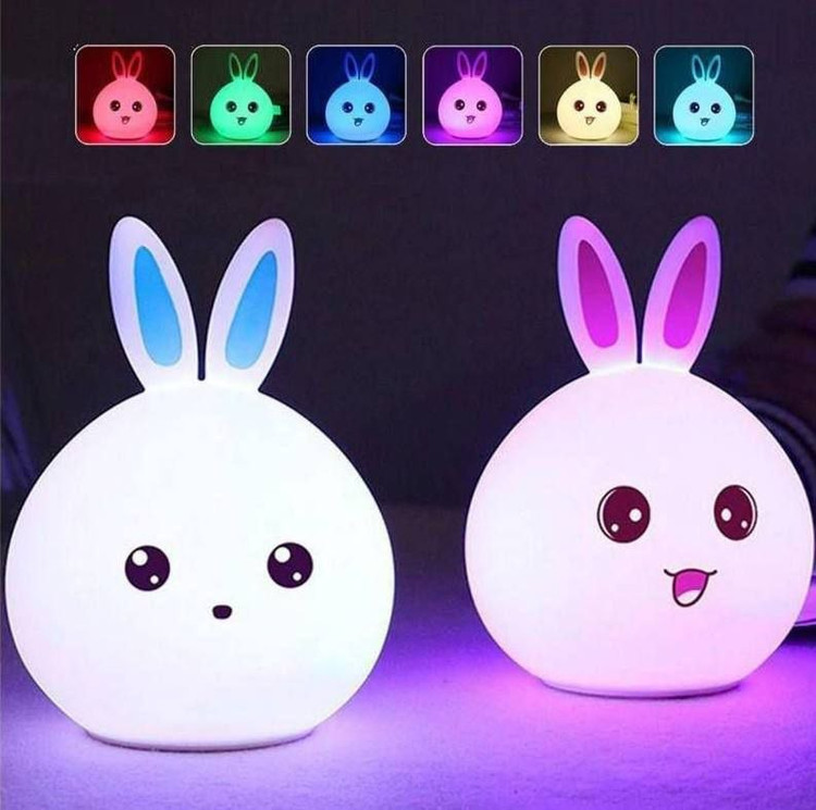 RGB touch rabbit design silicone fantasy night light