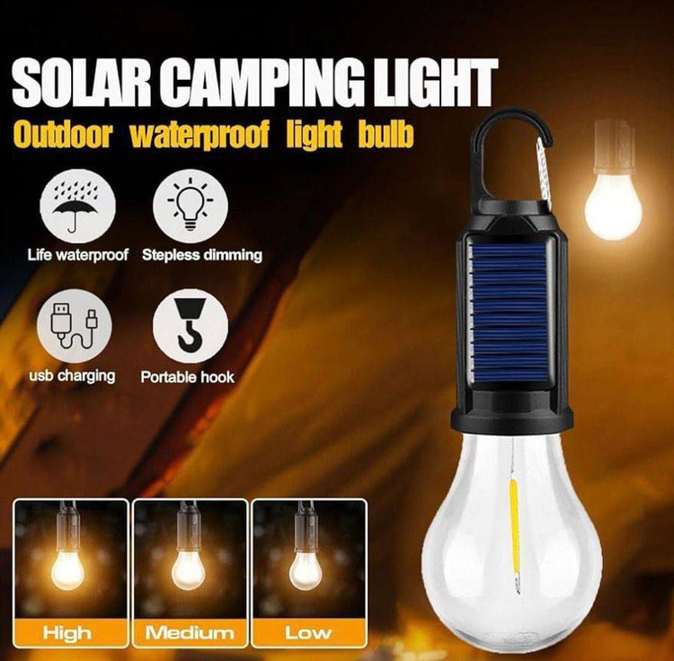 Rechargeable and Solar Camping Lamp with Hook