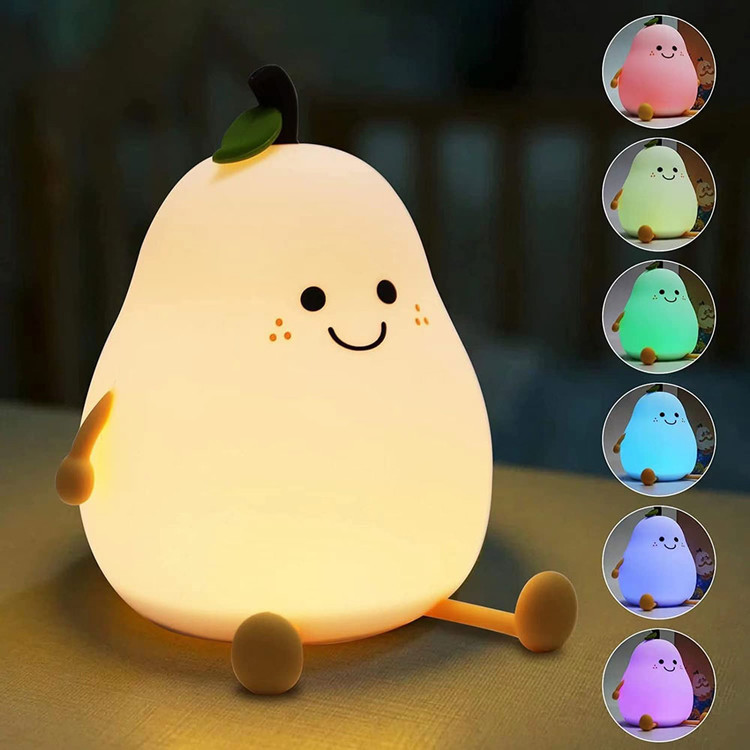 Touch-Controlled RGB Silicone Pear-Shaped Novelty Night Light